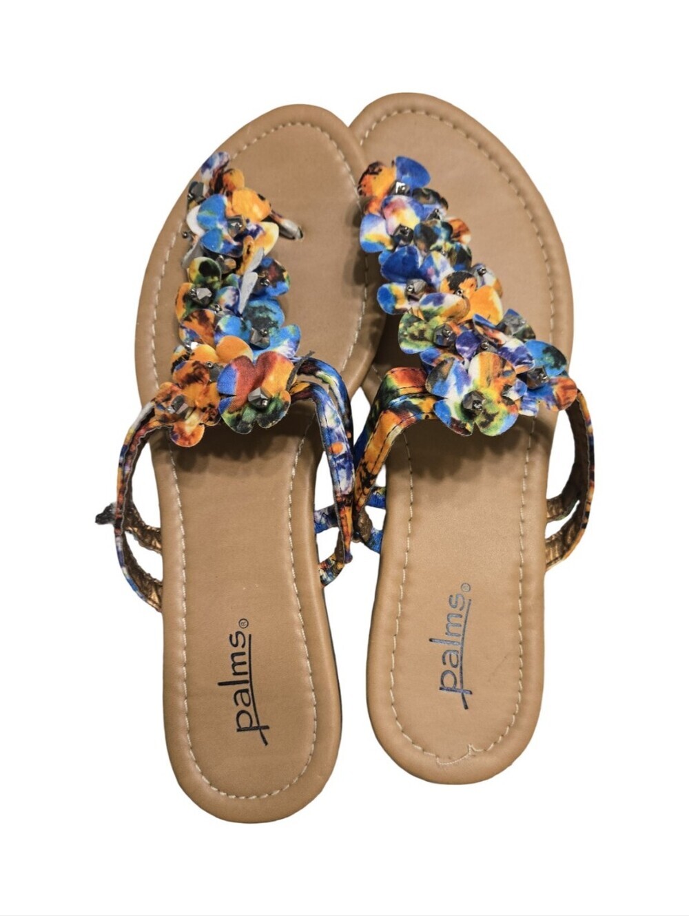 Palms Italian Shoemakers Sandal Floral Embellished Resortwear SIZE 10